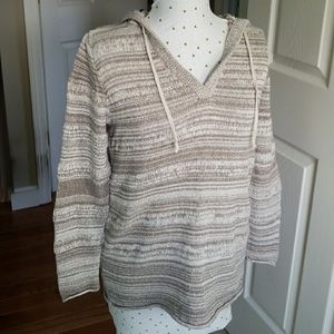 Eddie Bauer v-neck hooded knit sweater